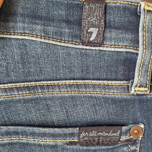 7 For All Mankind Blue High-Rise Skinny Jeans - Picture 5 of 8